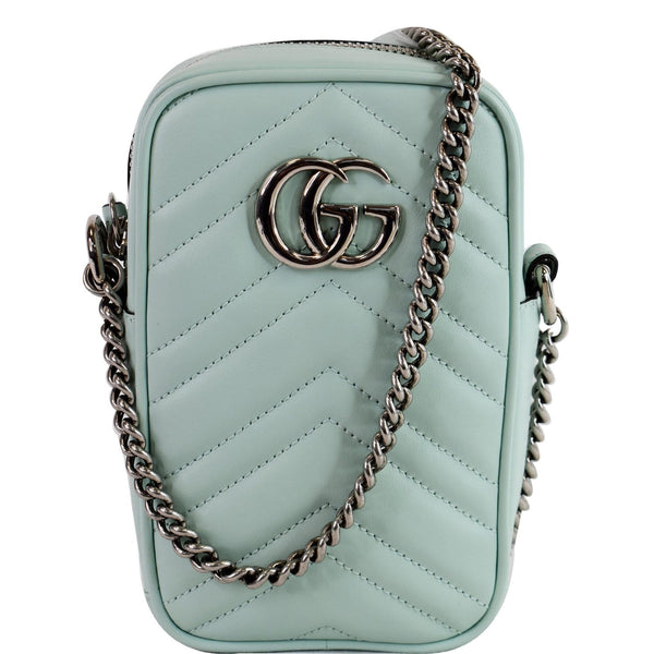 GUCCI GG Marmont Mini Matelasse Leather Corssbody Bag Mint 598597