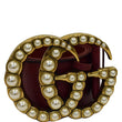GUCCI Pearl Double G Buckle Leather Wide Belt Red 453261