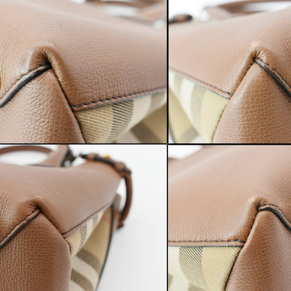 Burberry Banner Medium House Check Tote Bag Tan - DDH