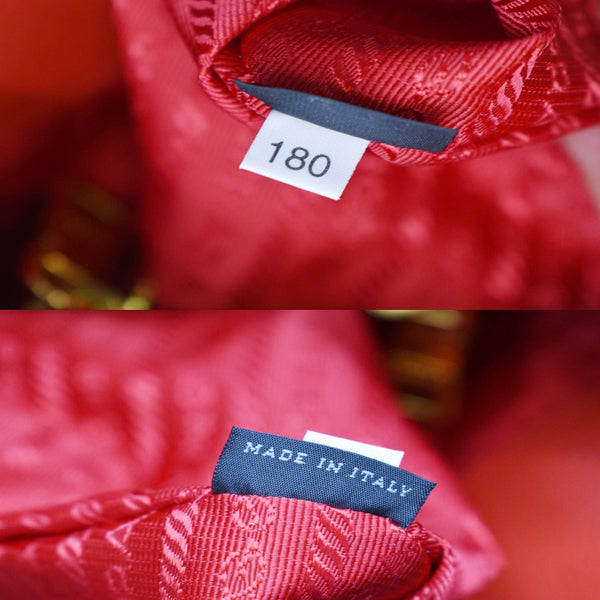 PRADA Vitello Phenix Leather Embossed Logo Hobo Bag Red