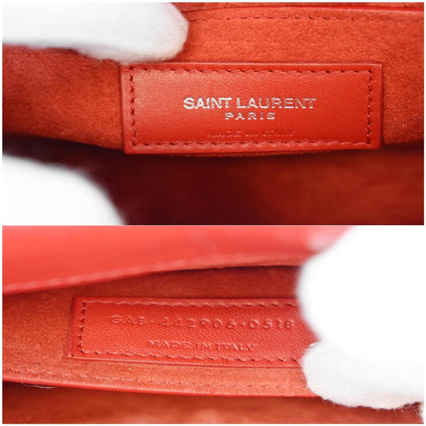 YVES SAINT LAURENT Sunset Medium Crocodile Leather Crossbody Bag Red