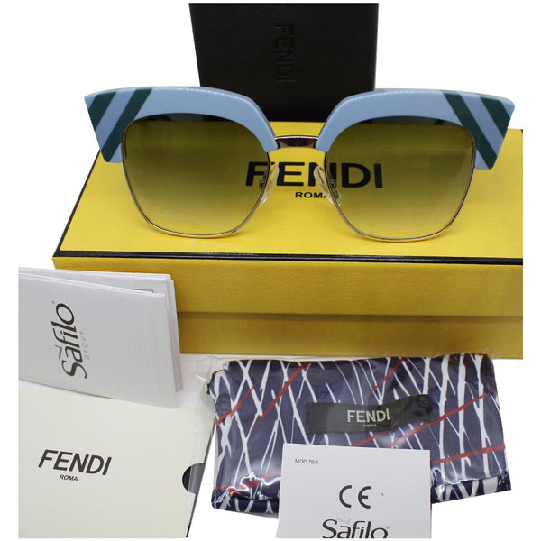 Fendi Wave Azure Sunglasses Frame Grey Gradient Lens