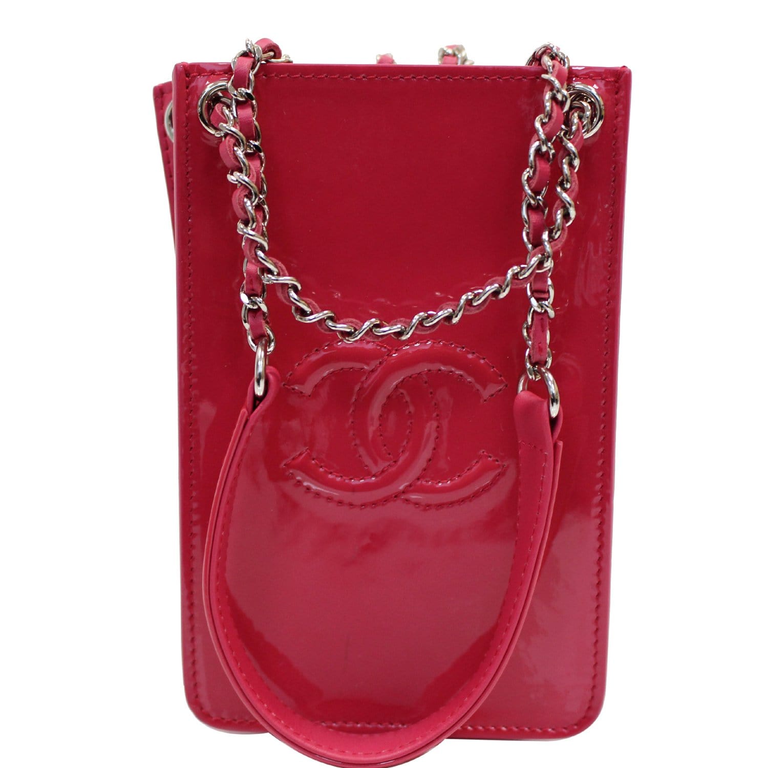 CHANEL, Bags, Chanel New Cosmetic Pencil Pouch Red Cc Logo Wristlet Strap