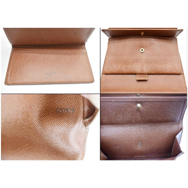 LOUIS VUITTON Sarah Monogram Canvas Wallet Brown