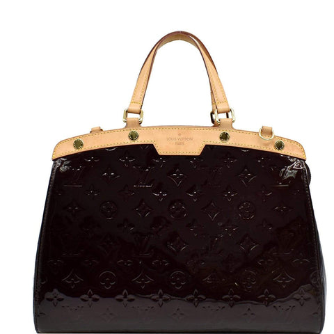 LOUIS VUITTON Brea MM Monogram Vernis Satchel Bag Amarante