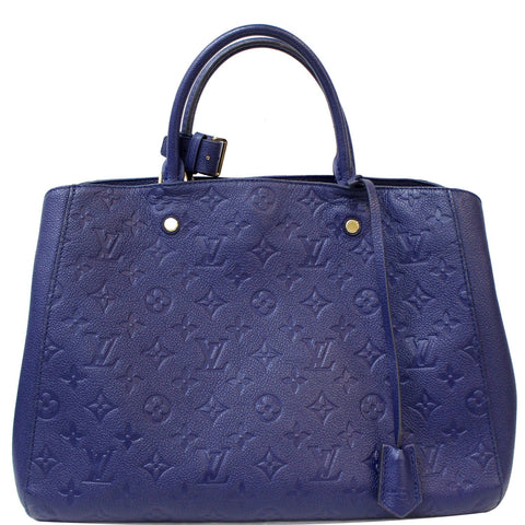 LOUIS VUITTON Montaigne GM Empreinte Leather Tote Bag Blue
