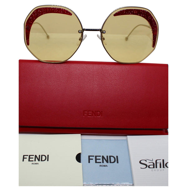 Fendi Silver Round Metal Sunglasses Yellow Lens