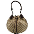 GUCCI Drawstring GG Monogram Canvas Hobo Bag Beige 115006