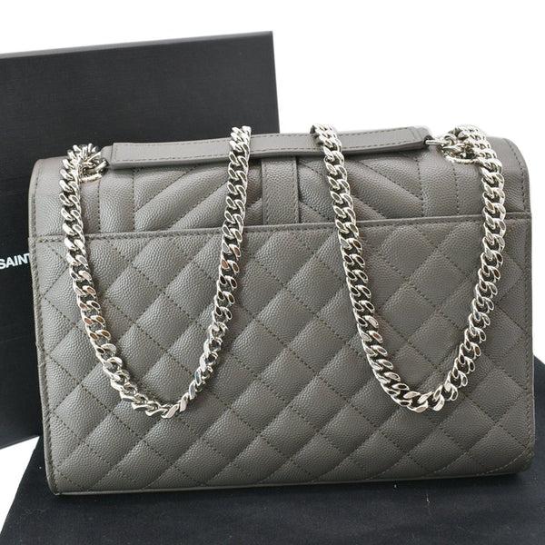 YVES SAINT LAURENT Envelope Chain Medium Mix Matelassé Leather Crossbody Bag Grey