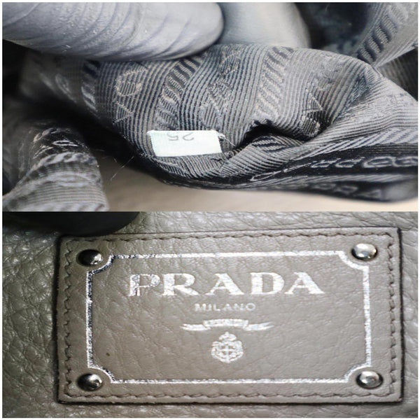 PRADA Vitello Daino Leather Tote Crossbody Bag Taupe BN2792
