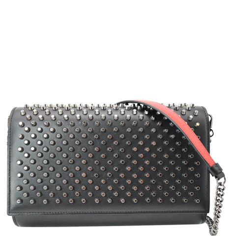 CHRISTIAN LOUBOUTIN Paloma Studded Leather Chain Clutch Bag Black