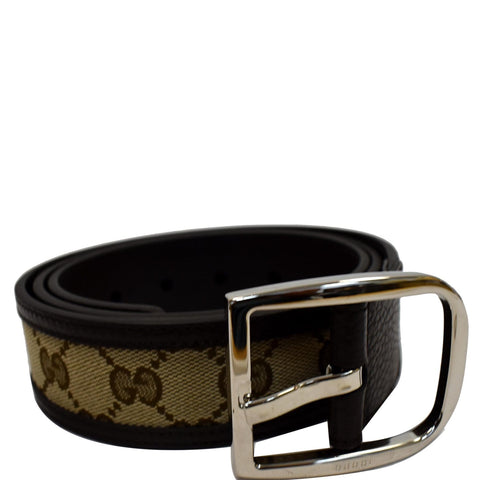 GUCCI GG Canvas Leather Belt Beige Size 90/36 - 25% OFF