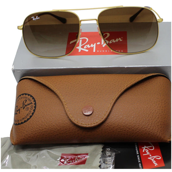 Ray-Ban Gold Rubber Sunglasses Frame Brown Gradient Lens