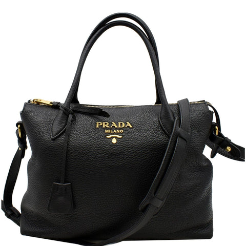 PRADA Vitello 1BA063 Phenix Leather Shoulder Bag Black