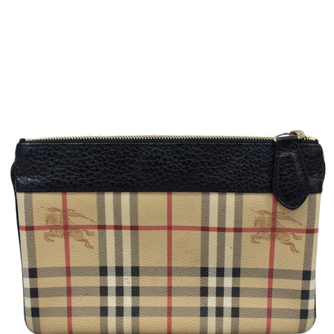 BURBERRY Nova Vintage Check Leather Zippy Pouch Beige