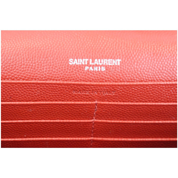 YVES SAINT LAURENT Matelasse Chevron Leather Envelope Chain Wallet Red