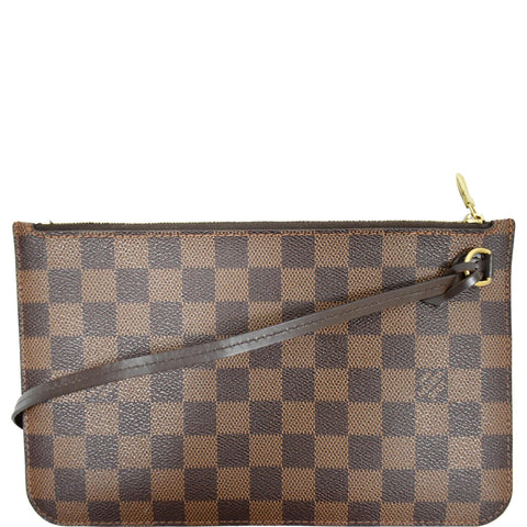 LOUIS VUITTON Neverfull GM Damier Ebene Pochette Wristlet Pouch Brown