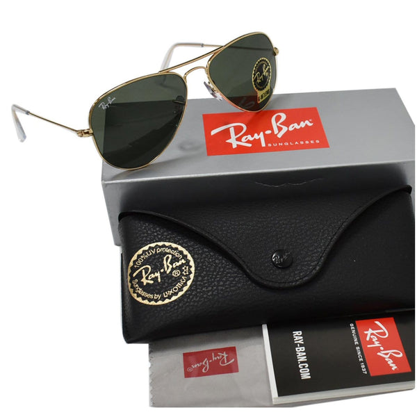 RAY-BAN RB3044 L0207 Aviator Small Arista Sunglasses Green G-15 Lens