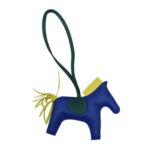 HERMES Rodeo Lambskin Leather Horse Bag Charm Blue - 25% OFF