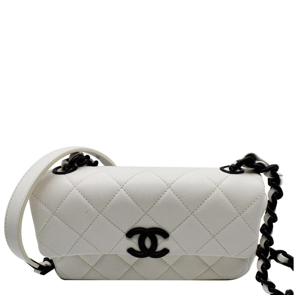 CHANEL My Everything Small Caviar Quilted Leather Flap Shoulder Bag White