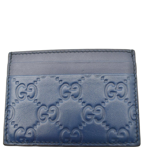 GUCCI Guccissima Leather Signature Card Case Blue 233166 - 20% OFF