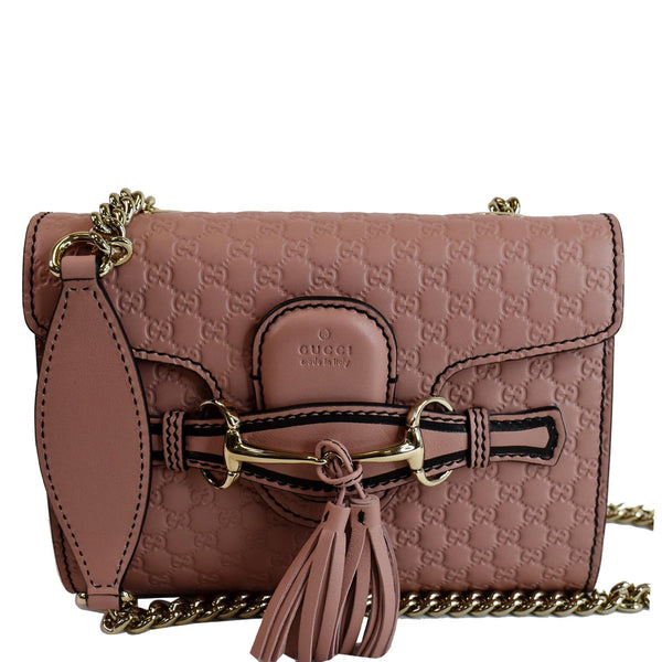 GUCCI Emily Mini Micro GG Guccissima Leather Shoulder Bag Pink 449636