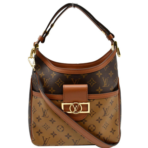 LOUIS VUITTON Dauphine PM Monogram Reverse Canvas Hobo Shoulder Bag Brown