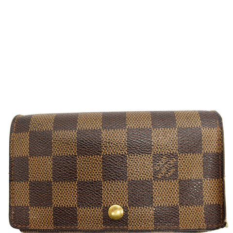 LOUIS VUITTON Porte Monnaie Damier Ebene Billets Tresor Wallet Brown