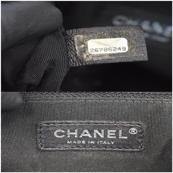 CHANEL Gabrielle Metallic Crumpled Leather Hobo Shoulder Bag Black/Gold