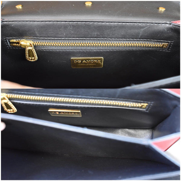 DOLCE & GABBANA Amore Calfskin Leather Shoulder Bag Black