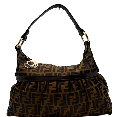 FENDI Chef Zucca Canvas Hobo Bag Brown