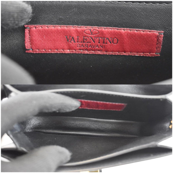 VALENTINO Striped B Rockstud Leather Shoulder Bag Ivory