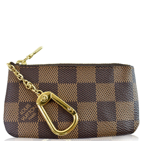 LOUIS VUITTON Pochette Key Cles Damier Ebene Coin Case Brown