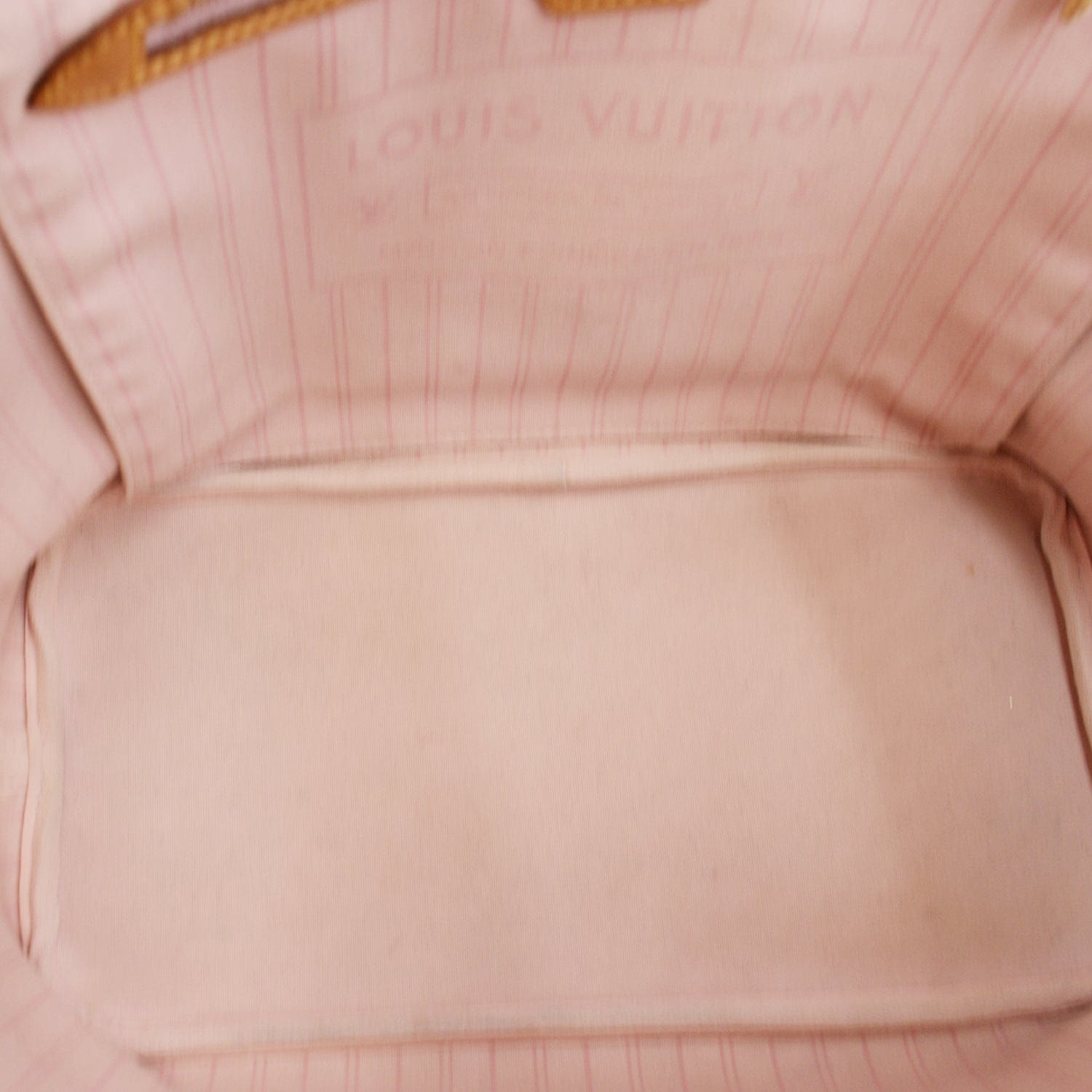 Rare! Louis Vuitton Damier Azur Neverfull MM SL Rose Pink Braided Strap!