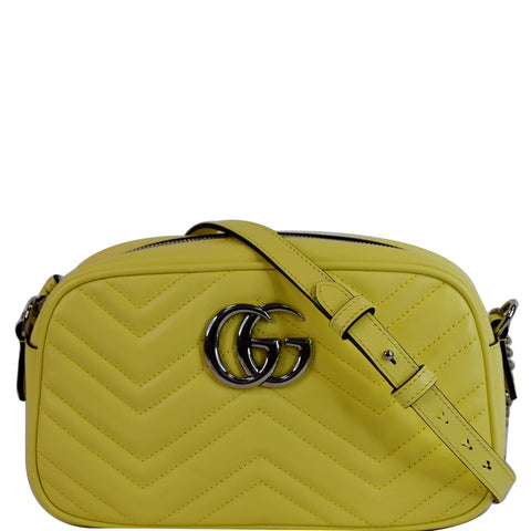 GUCCI GG Marmont Matelasse Small Leather Crossbody Bag Pastel Yellow