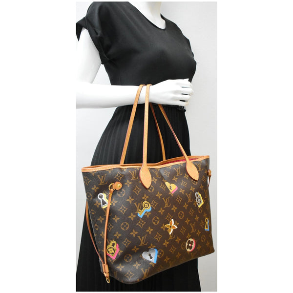 Louis Vuitton Love Lock Neverfull MM Shoulder Bag