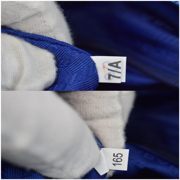 PRADA Textured Nylon Check Tote Shoulder Bag Blue