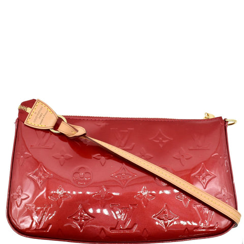 LOUIS VUITTON Pochette Accessoires NM Monogram Vernis Pouch Bag Red