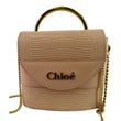 CHLOE Aby Lock Small Embossed/Calfskin Leather Chain Shoulder Bag Beige