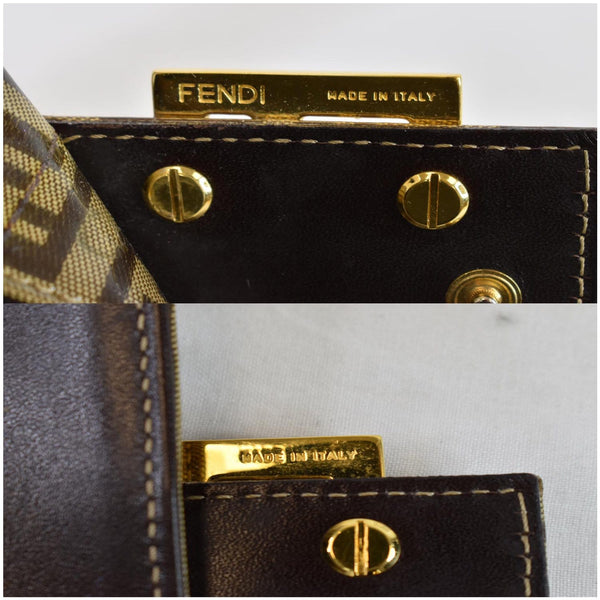FENDI Trifold Zucca Vinyl Coated Wallet Brown