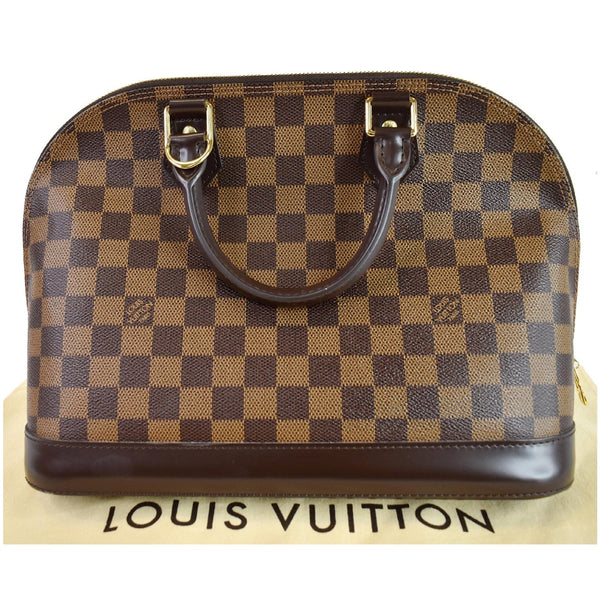Louis Vuitton Alma Damier Ebene Satchel Bag Women-Brown - top handle view