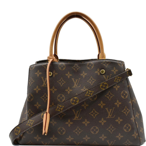 LOUIS VUITTON Montaigne MM Monogram Canvas Shoulder Bag Brown
