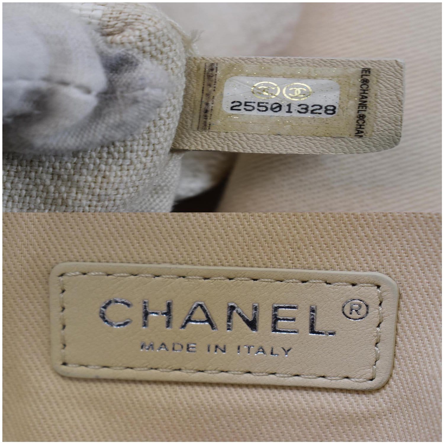 Chanel Small Studded Deauville Tote Beige Caviar Silver Hardware