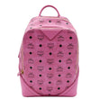 MCM Duke Visetos Medium Canvas Leather Backpack Pink