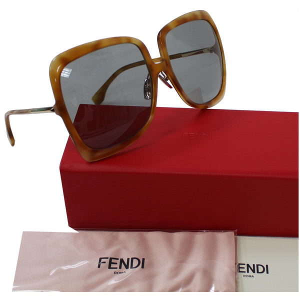 FENDI FF-0429S-0C9B Havana Honey Sunglasses Grey Lens