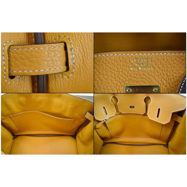 HERMES Birkin 30cm 2014 Clemence Leather Tote Bag Mustard