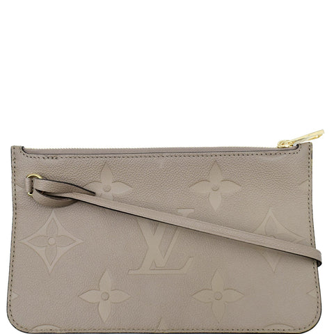 LOUIS VUITTON Neverfull MM Empreinte Monogram Pochette Wristlet Beige