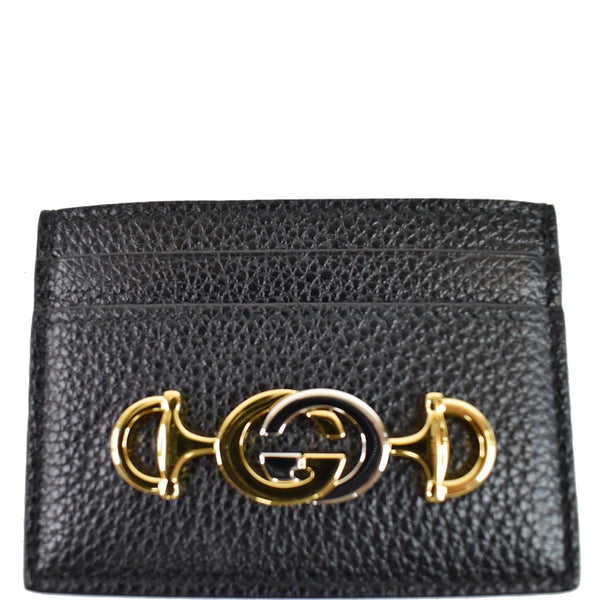 GUCCI Zumi Grainy Leather Card Case Black 570679