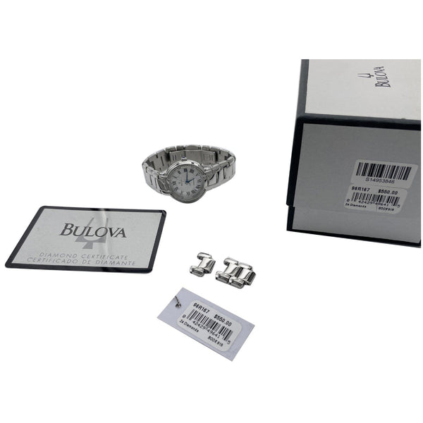 BULOVA Fairlawn Precisionist Quartz SS Diamond Bezel Watch Mop Dial 30MM