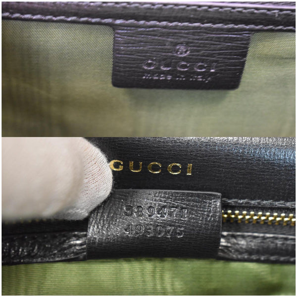 GUCCI Logo Plaque Leather Shoulder Bag Black 589471